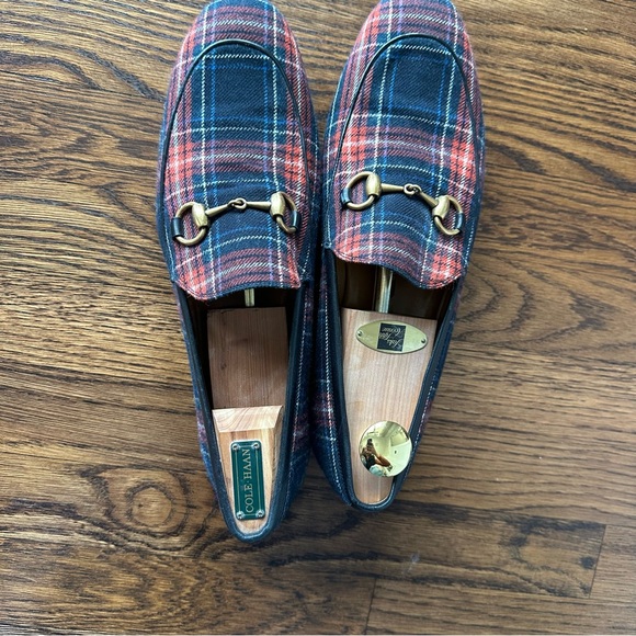 Men’s Gucci Jordaan Tartan Red & Blue Loafers - Picture 3 of 12